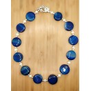Blue Banded Agate & Freshwater Pearl Necklace - 21" length